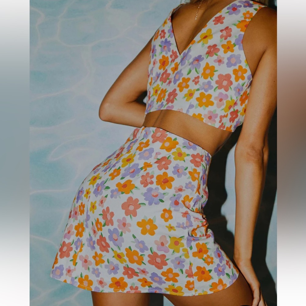 NWT - Peppermayo Exclusive - Spring Days Linen Mini Skirt - Blooming - Picture 4 of 4
